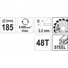 YATO Disc circular pentru taiere metal 185x20x1.5m..